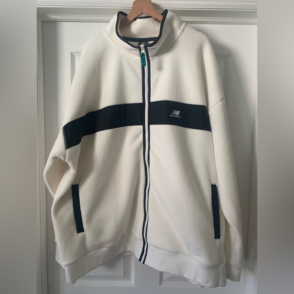 New Balance Terrain Sherpa Fleece Jacket - White/Black - Mens Size 2XL
